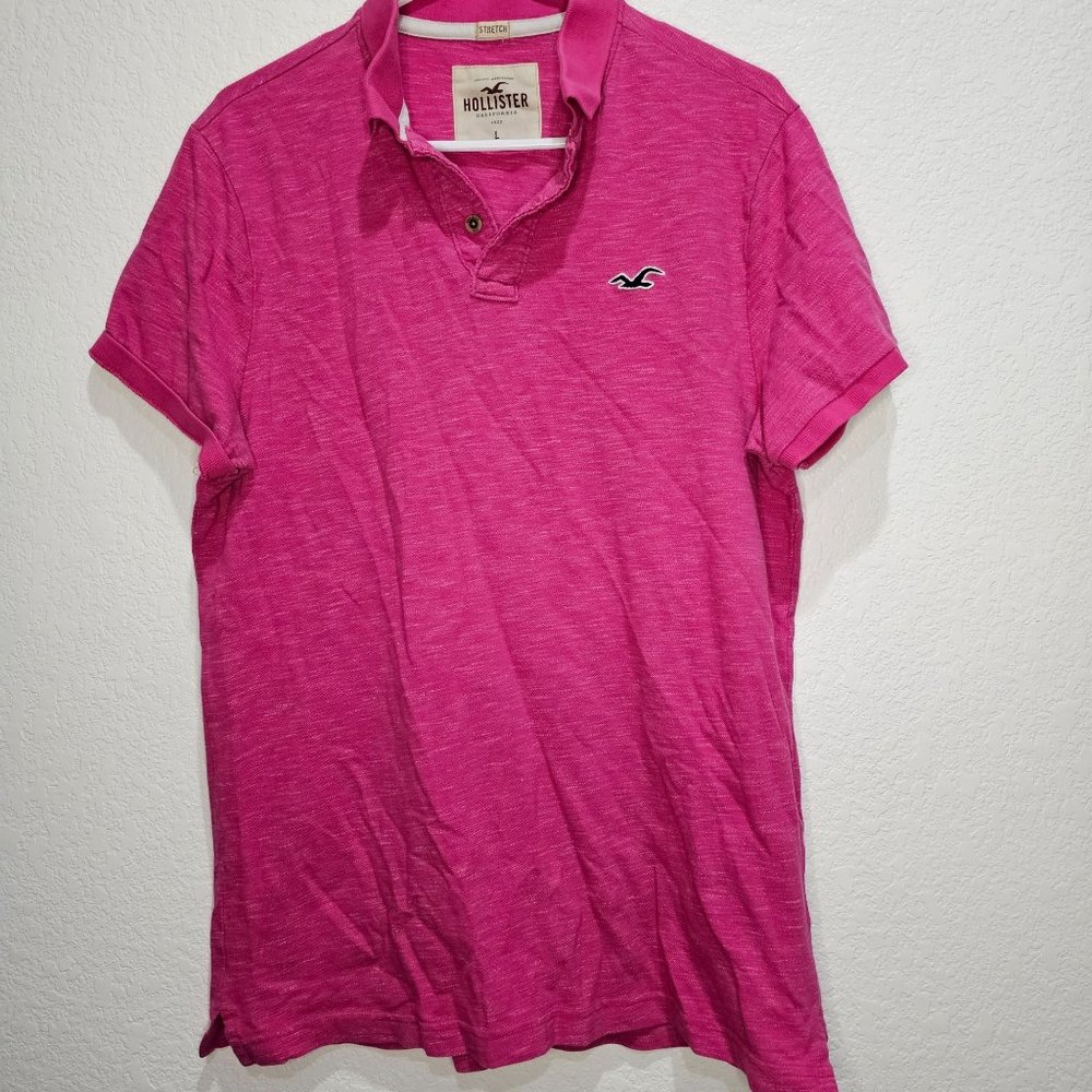 Pink Hollister Men's Polo Large